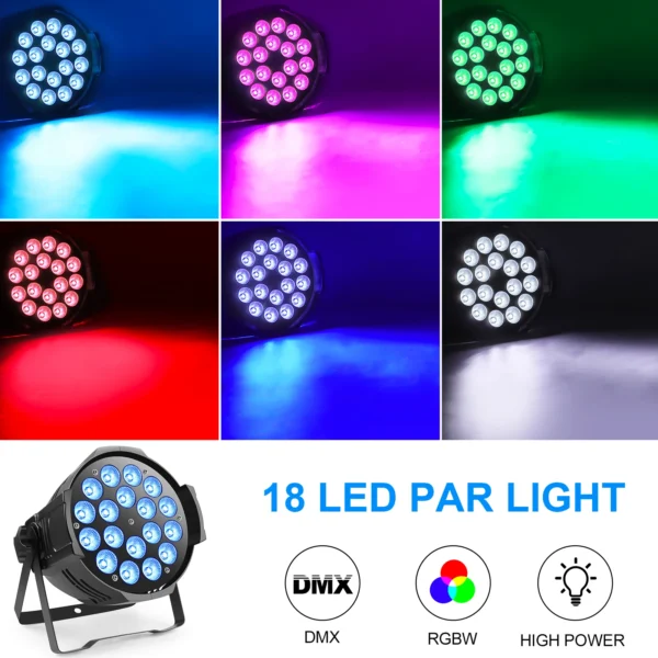 U'King 4PCS 200W 18 LED Par Light 4in1 18x8W RGBW Stage Light DMX 512 Control 4/8CH Flat Lighting Christmas DJ Party Disco Lamp