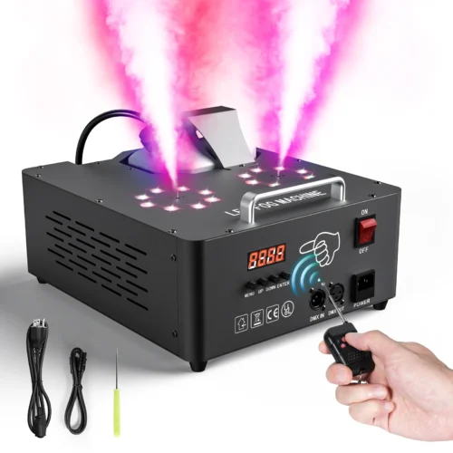 U'King 2000W Double-tube Adjustable Fog Machine DMX512 Smoke Machine 3IN1 RGB LED Colorful Stage Spray for DJ Wedding Christmas