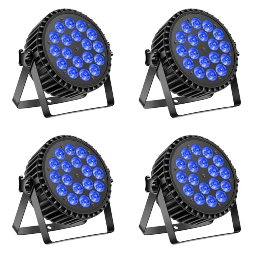 U'King 4PCS 200W LED Par Light DMX512 18x8W RGBW LED Wash Light Effect Flat Light for DJ Disco Party Club Wedding Stage Light