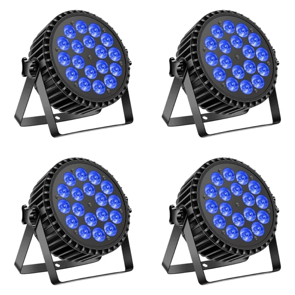 U'King 4PCS 200W LED Par Light DMX512 18x8W RGBW LED Wash Light Effect Flat Light for DJ Disco Party Club Wedding Stage Light