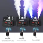 U'King 2000W Double-tube Adjustable Fog Machine DMX512 Smoke Machine 3IN1 RGB LED Colorful Stage Spray for DJ Wedding Christmas