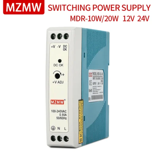MZMW MDR10 Industrial DIN Rail Switching Power Supply MDR-20 10W 20W 12V 24V 48V AC/DC Single Output LED Lighting Source Power