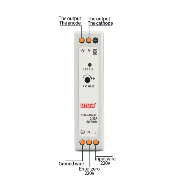 MZMW MDR10 Industrial DIN Rail Switching Power Supply MDR-20 10W 20W 12V 24V 48V AC/DC Single Output LED Lighting Source Power