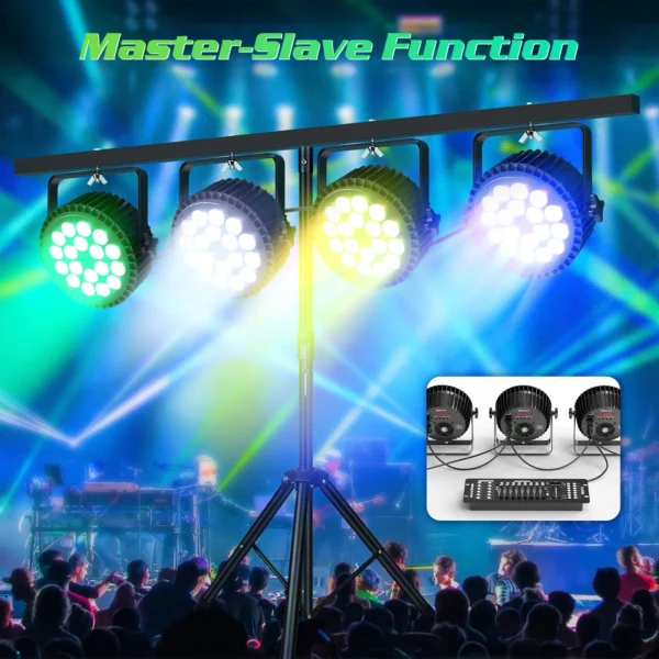U'King 4PCS 200W LED Par Light DMX512 18x8W RGBW LED Wash Light Effect Flat Light for DJ Disco Party Club Wedding Stage Light
