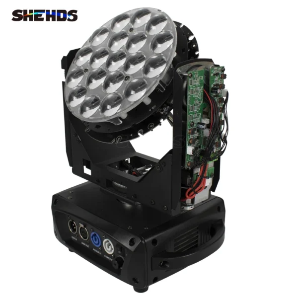 SHEHDS 1 Pcs LED Beam Wash 19x15W RGBW Zoom Moving Head Lighting Circle Control for DJ Disco KTV Bar Dance Nightclub