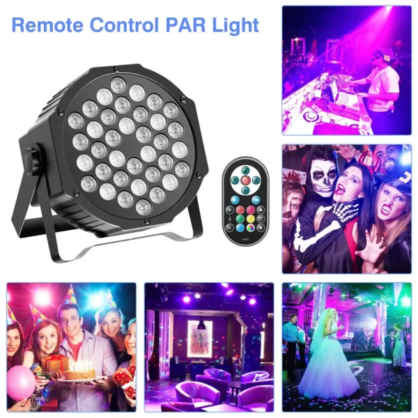 U'King 2PCS Party Light Par Light 36 LEDs RGB DMX Stage Effect Lighting Stage Flat Par Lighting DJ Lights Disco Lights Wedding