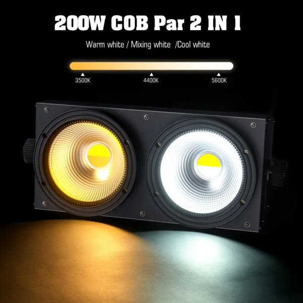 U'King 4PCS 200W COB Par Light 2x100W Blinder Lighting 2 Eyes LED 2IN1 COB Cool Warm White Lighting Party Bar DMX Stage Lighting