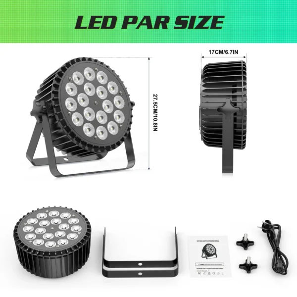 U'King 4PCS 200W LED Par Light DMX512 18x8W RGBW LED Wash Light Effect Flat Light for DJ Disco Party Club Wedding Stage Light