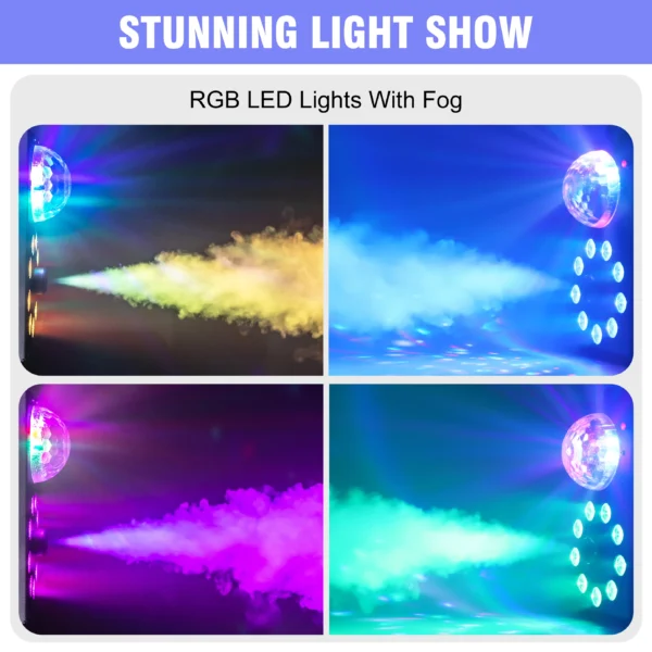 U'King 700W Smoke Machine Wireless Remote Control Effect Fogger 3in1 LED RGB Stage Light Fog Machine DJ Halloween Christmas
