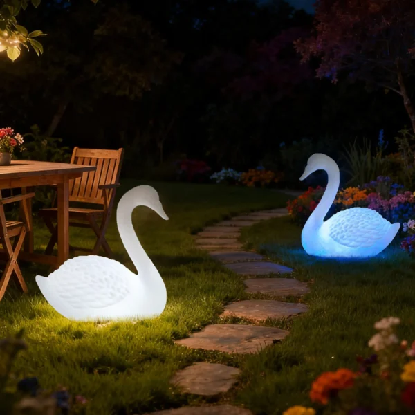 New Rechargeable Led Swan Colorful Outdoor Courtyard Decoration Light Waterproof Garden LED Patio Walkway Light Landscape Lamp
