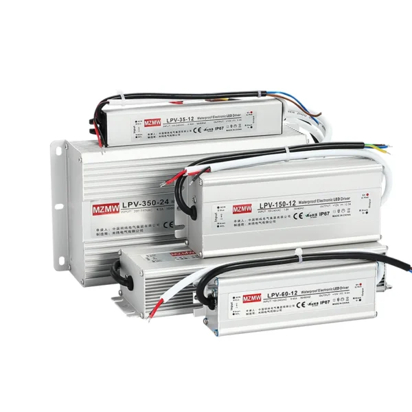 MZMW IP67 Waterproof Switching Power Supply LPV Series 15W 20W 25W 35W 100-240V AC TO DC 12V 24V LED Driver Lighting Transformer