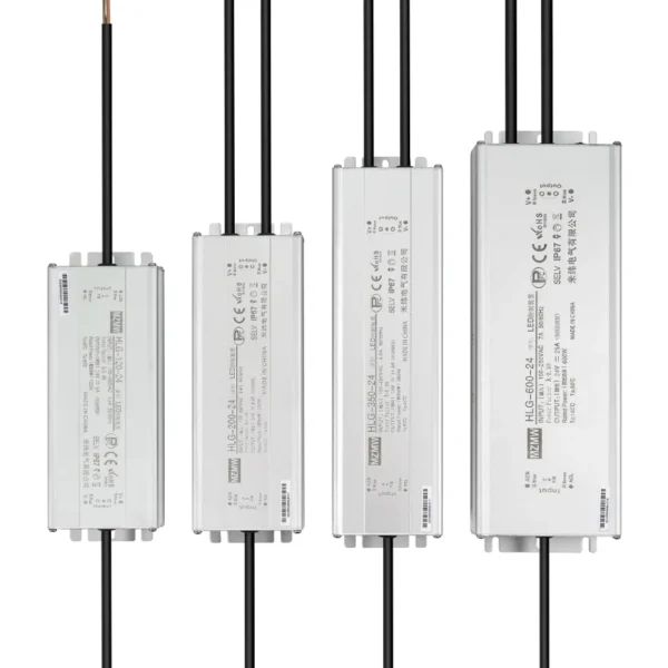 MZMW HLG 120W-600W IP67 Waterproof Industrial Switching Power Supply with PFC 100-260VAC AC-DC 12V 24V 36V 48V Led Driver SMPS