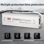 MZMW Waterproof Switching Power Supply LPV-35W 60W 80W 100W AC/DC 12V 24V IP65 Lighting Transformer Single Output LED Driver