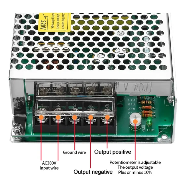 MZMW 60W 120W 250W 350W 500W 600W Switching Power Supply Three-phase 380VAC Input AC To DC 12V 24V Single Output SMPS SV Series