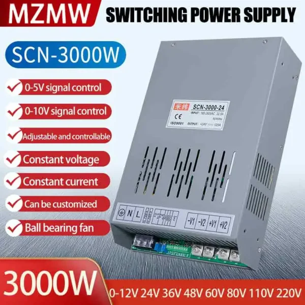 MZMW SCN-3000 Switching Power Supply 3000W Adjustable Voltage Current AC/DC 15V/24V/36V/48V/72V/110V/220V 220VAC SMPS For Motor