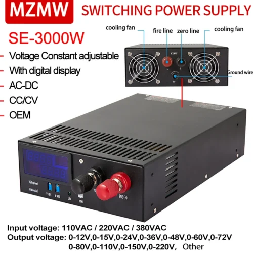 MZMW 3000W Adjustable Switching Power Pupply 0-12V 15V 24V 36V 48V 60V 72V 110V 150V 220V AC/DC CC/CV Transformer Dispaly SMPS