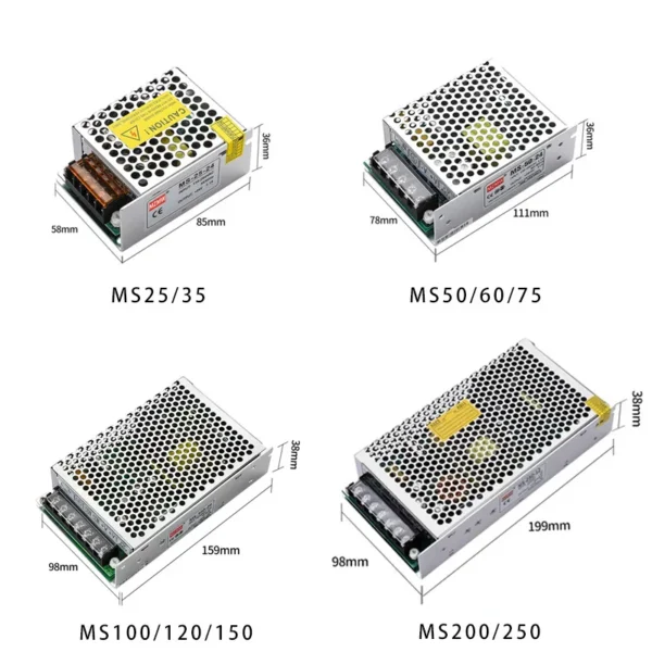 MZMW Switching Power Supply MS 25W 35W 50W 60W 75W 100W 120W 150W 200W 250W 110/220V AC TO DC 12V 24V Led Transformer SMPS