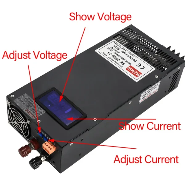 MZMW SE2000 2000W Switching Power Supply 0-12V 24V 36V 48V 60V 80V 110V 220V Digital Display Adjustable AC/DC High Power SMPS