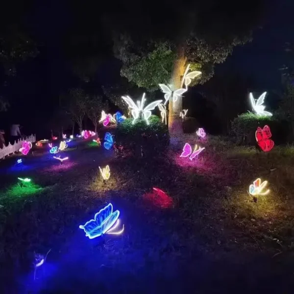 1pcs LED Outdoor Simulation Dynamic Static Butterfly Lights Holiday Party Home Christmas Decorations