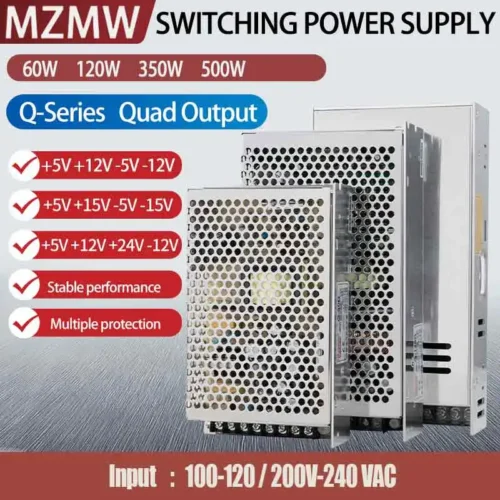 MZMW 60W 120W 350W 500W Quad Output Switching Power Supply 5V 12V 24V -5V -12V Four Way AC/DC SMPS Led Strip Driver Transformer