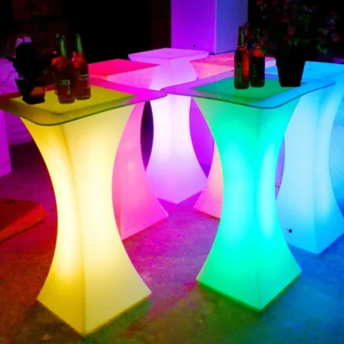 LED Illuminated Outdoor Bar Cocktail Table Rechargeable Plastic Lighted Coffee Table for KTV Disco Party Supplies