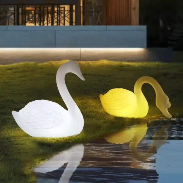 New Rechargeable Led Swan Colorful Outdoor Courtyard Decoration Light Waterproof Garden LED Patio Walkway Light Landscape Lamp