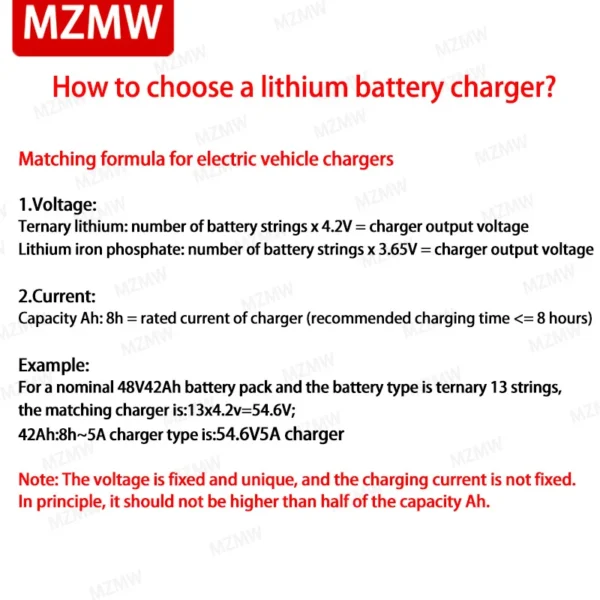 MZMW Li-ion Lithium Battery Charger Adjustable Switching Power Supply 12v 24v 36v 48v 13S 60V 16S 72V 3s-20s Fast Charger 0-100A