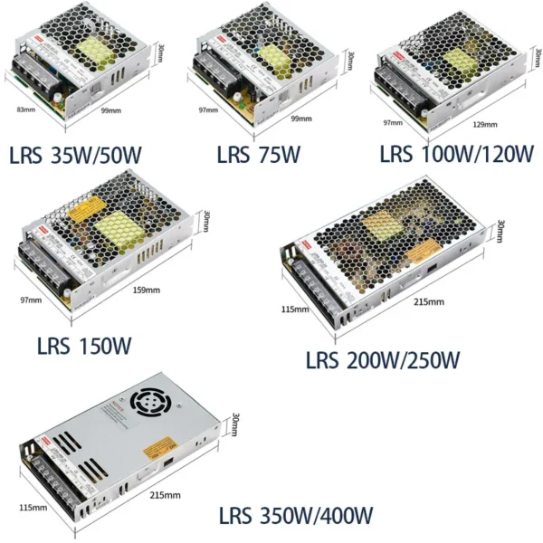 LRS Ultra Thin Switching Power Supply 35W 50W 75W 100W 120W 150W 200W 350W 400W AC/DC 12V 24V Transformer for Led Strip CCTV