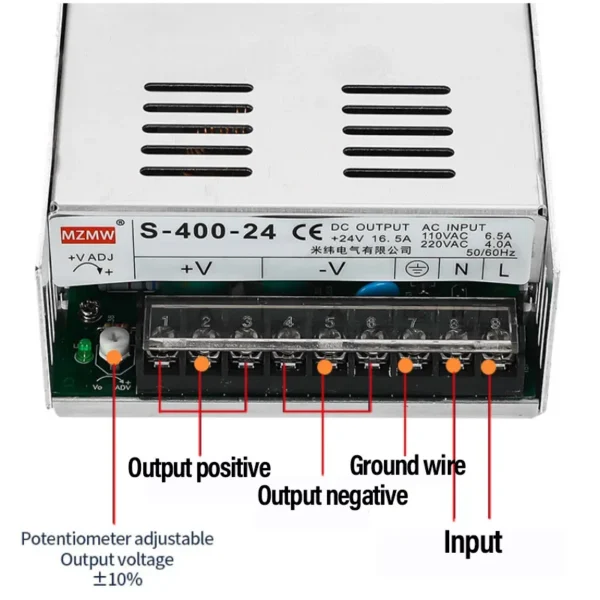 MZMW Switching Power Supply 350W 400W DC 5V 12V 24V 36V 48V 60V AC 100-260V Transformer Industrial Power Adapter Led SMPS