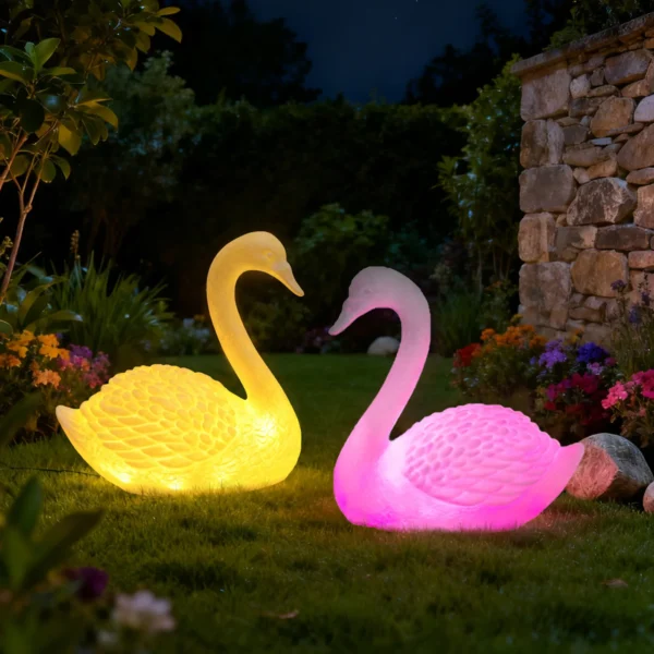 New Rechargeable Led Swan Colorful Outdoor Courtyard Decoration Light Waterproof Garden LED Patio Walkway Light Landscape Lamp