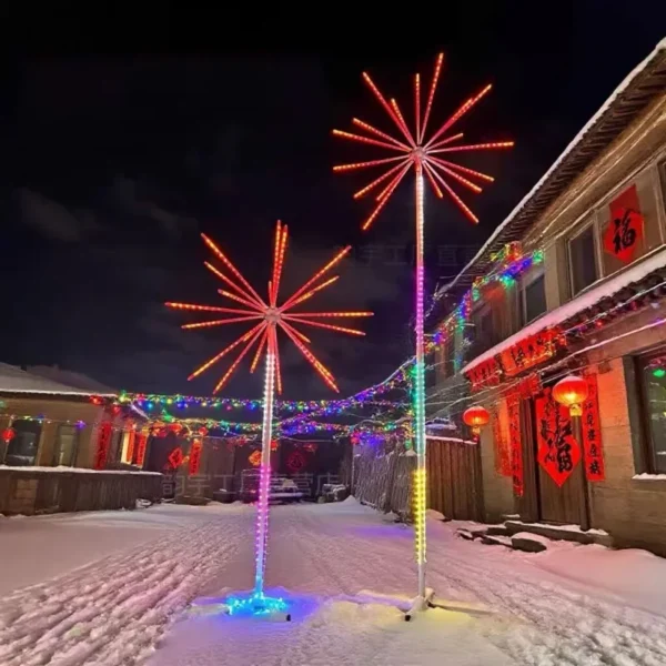 Outdoor LED Firework Light Waterproof Remote Control Christmas Tree Light Lamp Colorful changing Landscape Lamp Festival Decor
