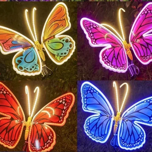 kf-Sccca072181124e3692b1140e17b6c234p 1pcs LED Outdoor Simulation Dynamic Static Butterfly Lights Holiday Party Home Christmas Decorations