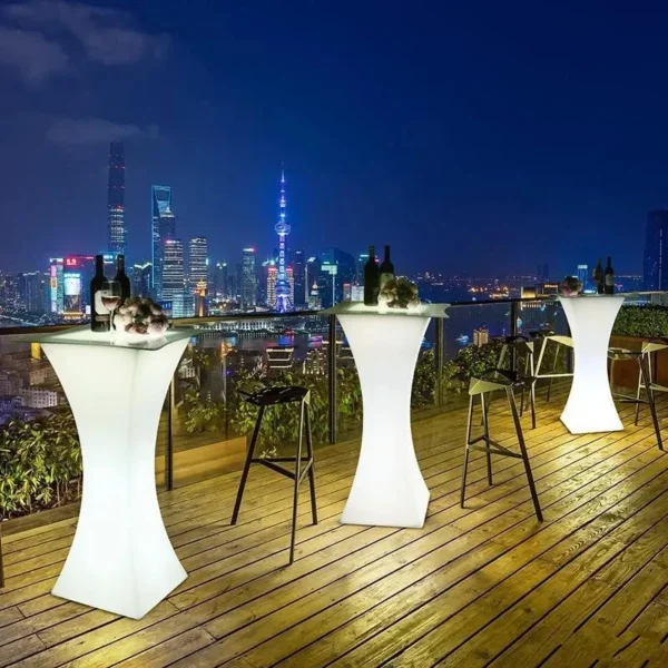 LED Illuminated Outdoor Bar Cocktail Table Rechargeable Plastic Lighted Coffee Table for KTV Disco Party Supplies