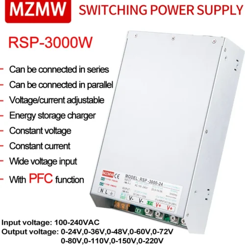 MZMW PFC Switching Power Supply 3000W CC/CV 0-24V 36V 48V 60V 72V 80V 110V 220V 100-240VAC AC TO DC Adjustable Transformer SMPS