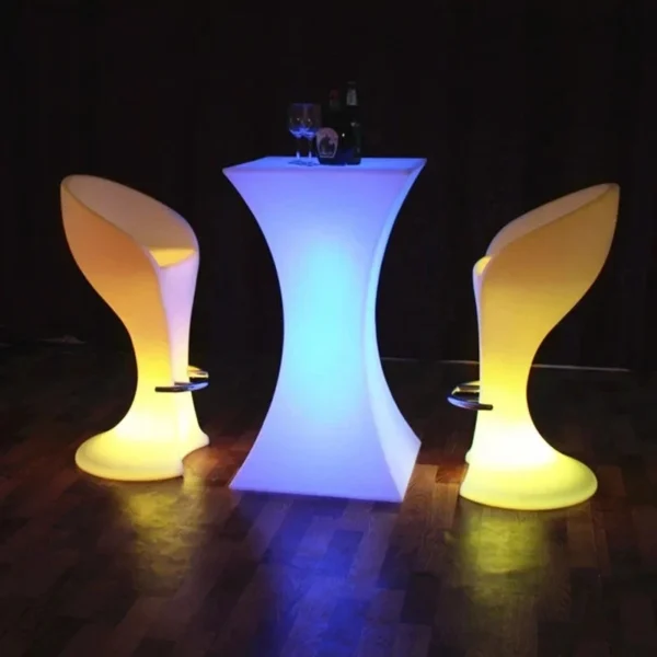 LED Illuminated Outdoor Bar Cocktail Table Rechargeable Plastic Lighted Coffee Table for KTV Disco Party Supplies