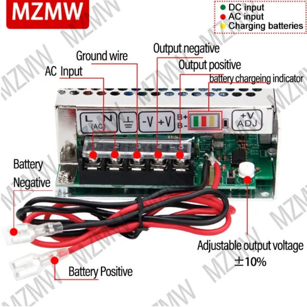 MZMW 35W MINI UPS Charge Function Switching Power Supply AC 110/220V DC 12V 24V 12 24 Volt CCTV Monitor Battery Charge SC-35-12