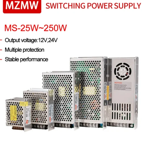 MZMW Switching Power Supply MS 25W 35W 50W 60W 75W 100W 120W 150W 200W 250W 110/220V AC TO DC 12V 24V Led Transformer SMPS