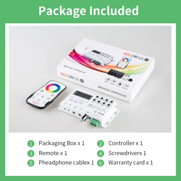 WS2815 WS2811 UCS1903 LED Strip Light Controller DC12-24V - Music, Colorful X4, BRG Remote SPI Pixels