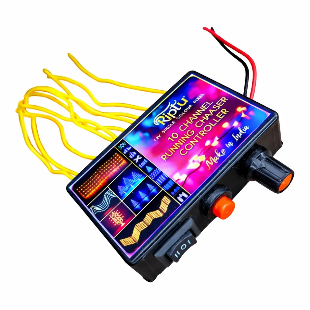 12V 10-Channel Running Chaser Controller, Single-Color Pixel, Supports up to 5000 LEDs, Adjustable