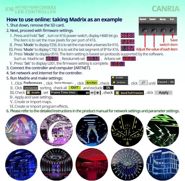 K16 ARTNET + DMX Console LED Controller