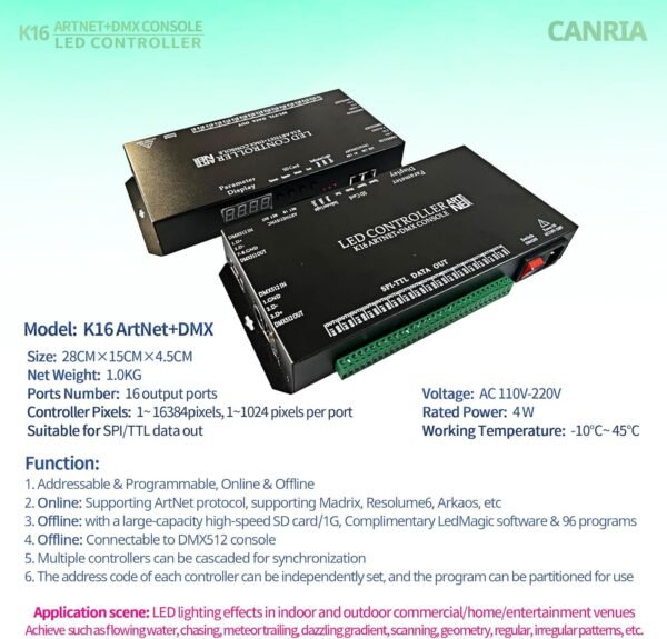 K16 ARTNET + DMX Console LED Controller