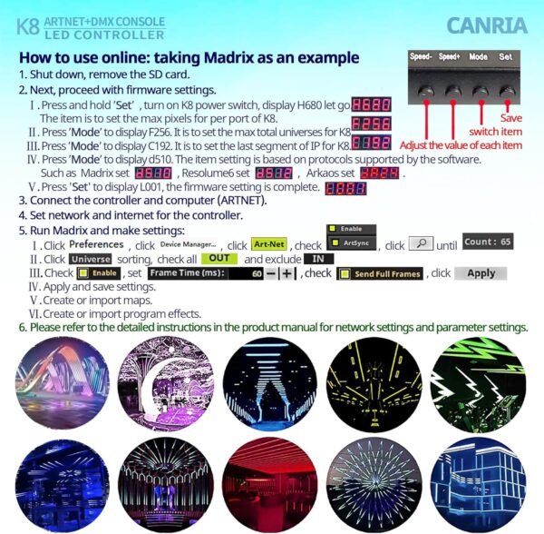 K8 ARTNET + DMX Console LED Controller