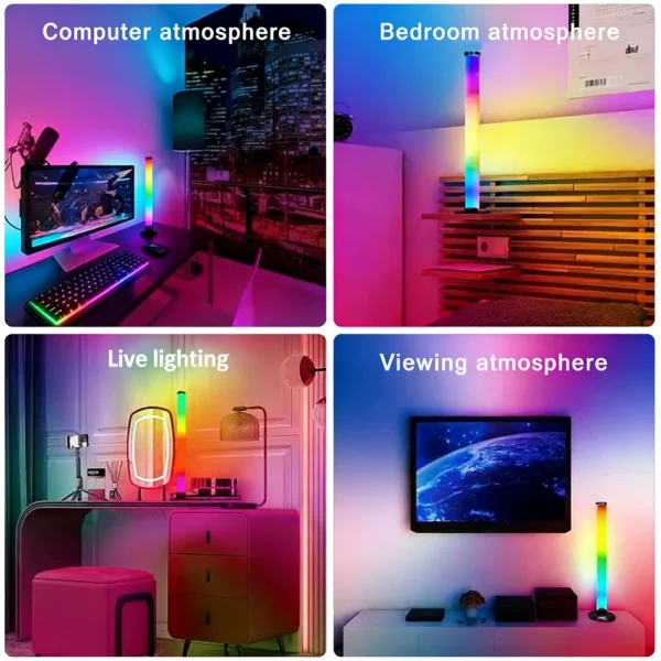 25CM Smart RGB LED Ambient Light Bar USB Powered – Bluetooth App Control, Sound Activated Music Sync Lighting for Gaming PC, Desktop & Party