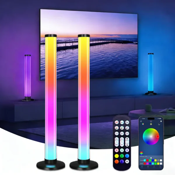 Smart RGB Desktop LED Ambient Light Bar – Music Rhythm Sync, Bluetooth App & Button Control for Gaming Room, Bedroom & Desk Decoration