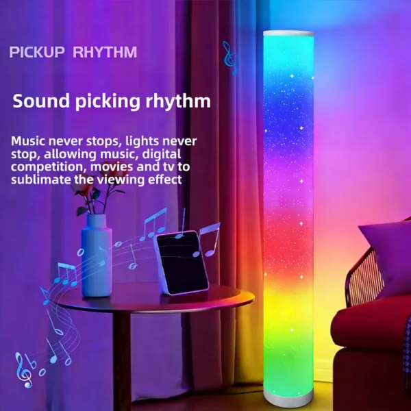 Smart RGB LED Floor Lamp Ambient Light with App & Remote Control – 180°/360° Color Changing, Multi-Shape Modern Lighting for Living Room