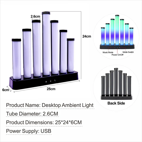 USB 5V WS2812 RGB LED Light Bars – Sound Reactive Music Sync Ambient Light Strips for Gaming Desk, Room Scene & Decorative Lighting