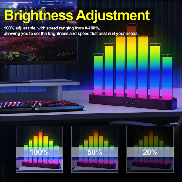 USB 5V WS2812 RGB LED Light Bars – Sound Reactive Music Sync Ambient Light Strips for Gaming Desk, Room Scene & Decorative Lighting