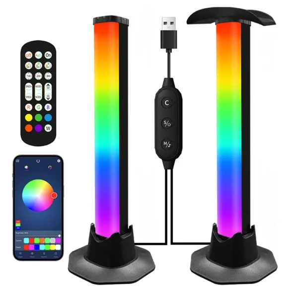 Smart RGB LED Desktop Strip Light USB Powered – App & Remote Control, Sound Reactive Music Sync Ambient Light for Bedroom, Living Room & Gaming Setup