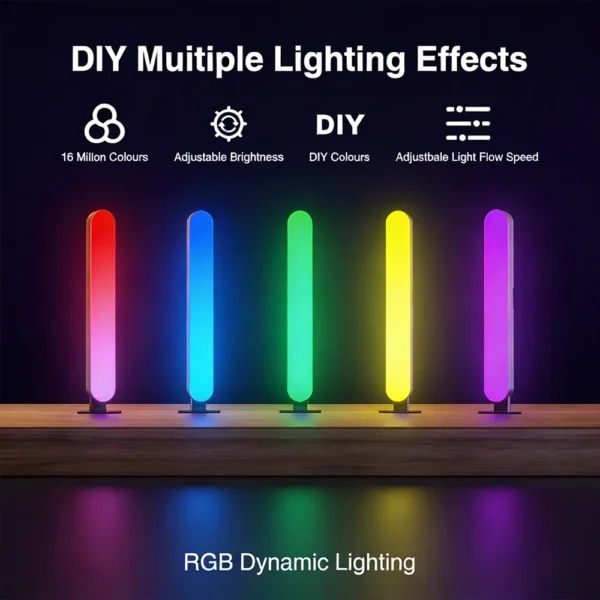 Smart RGBIC LED Strip Lights USB 1-2 Split Kit – Dynamic Color Changing, Music Sync, Remote Control for Bedroom, Gaming Setup, TV Backlight & Party Decoration