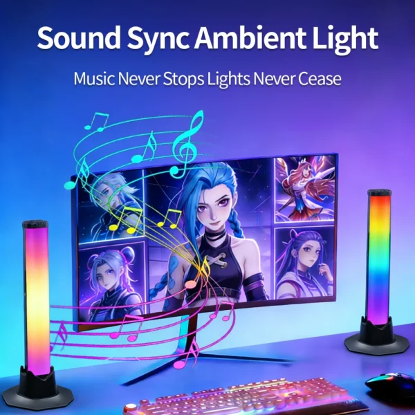 Smart RGB LED Desktop Strip Light USB Powered – App & Remote Control, Sound Reactive Music Sync Ambient Light for Bedroom, Living Room & Gaming Setup